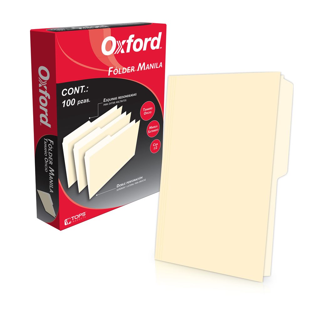 FOLDER MANILA OFICIO OXFORD 100PZ 171GRS OfficeMax