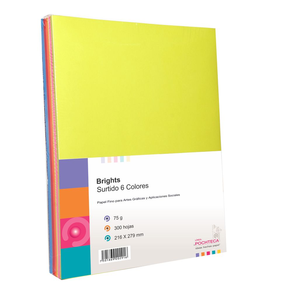 Papel Bond Brights Col Surtidos Tamano Carta 100hjs 75grs Officemax 3042