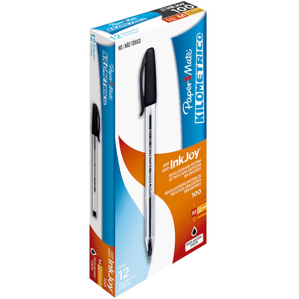 BOLIGRAFO KILOMETRICO 100 NEGRO CAJA CON 12 PZAS OfficeMax