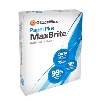 Paquete de Hojas Tamaño Carta OfficeMax MaxBrite 99% Blancura 500 hojas |  Cajas y Paquetes de Papel | OfficeMax - OfficeMax