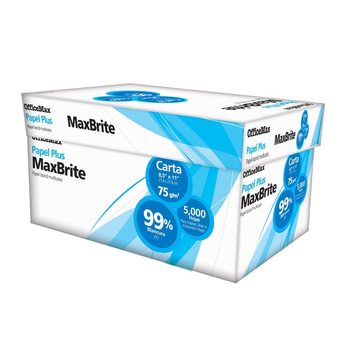 Caja de Papel Tamaño Carta OfficeMax MaxBrite 99% Blancura 5000 hojas |  Cajas y Paquetes de Papel | OfficeMax - OfficeMax