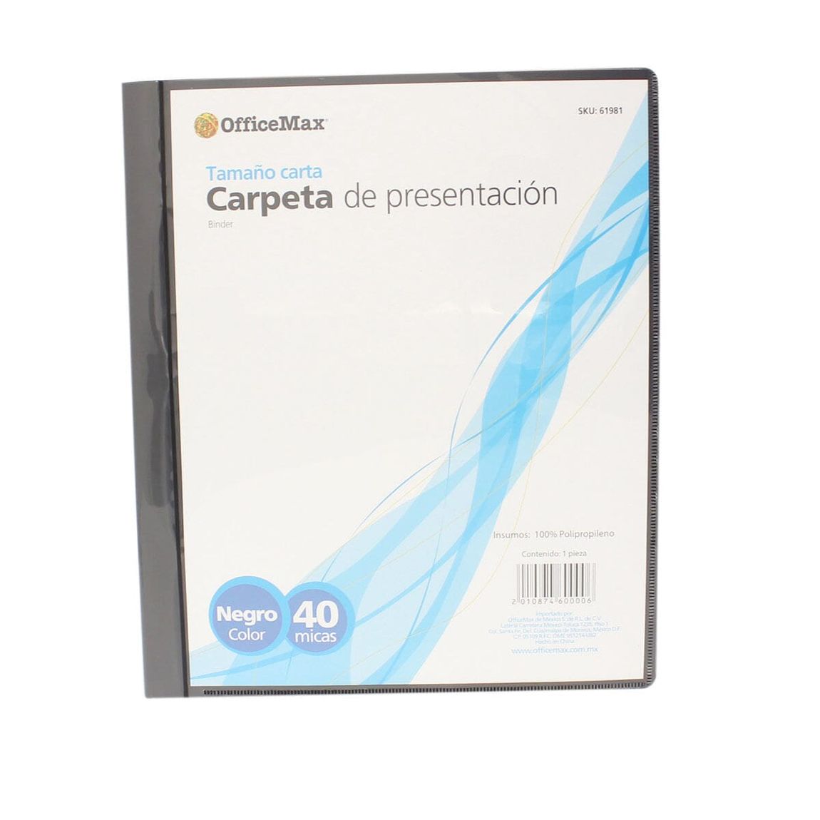 CARPETA DE POLIPROPILENO NEGRO CON 40 MICAS OFFICEMAX® | Protectores para  hojas | OfficeMax - OfficeMax