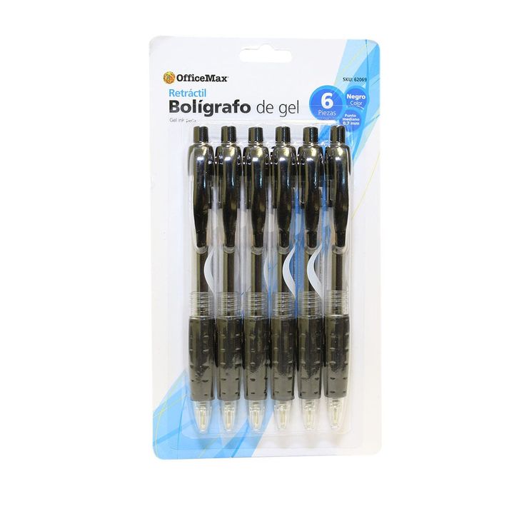 Bolígrafo OfficeMax Mediano Negro 6pz| Bolígrafos |OfficeMax - OfficeMax