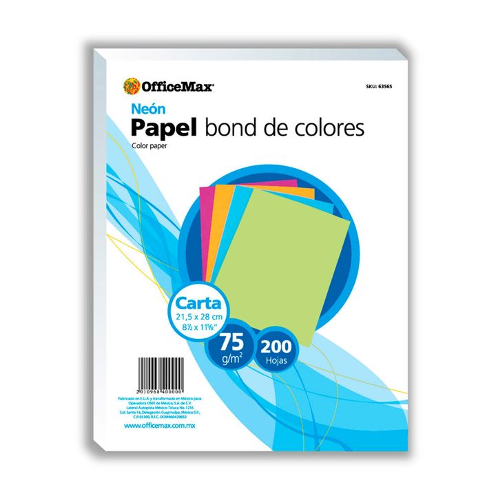 Papel Officemax Colores Neón Carta 200 Hojas 75 Gr | Papel Fino | OfficeMax  - OfficeMax