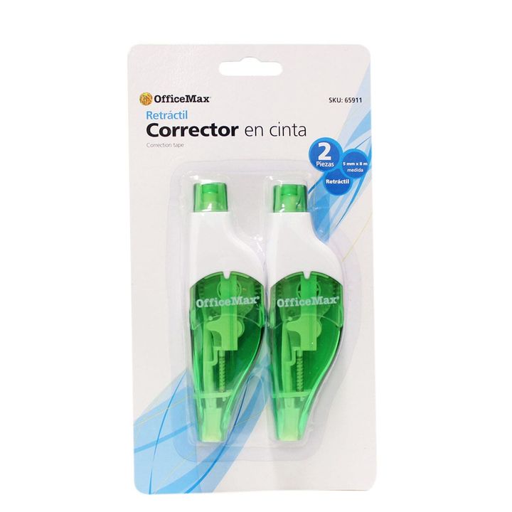 Corrector OfficeMax, 5 mm x 8 m, Cinta, 2 piezas | Correctores | OfficeMax  - OfficeMax