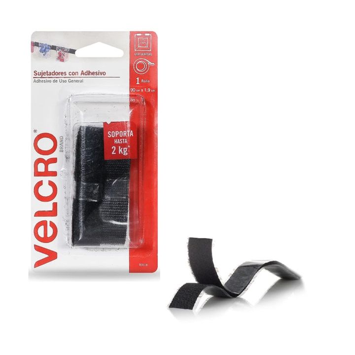 Cinta Sujetadora Velcro 90x1.9cm 1 juego negro | Velcro | OfficeMax -