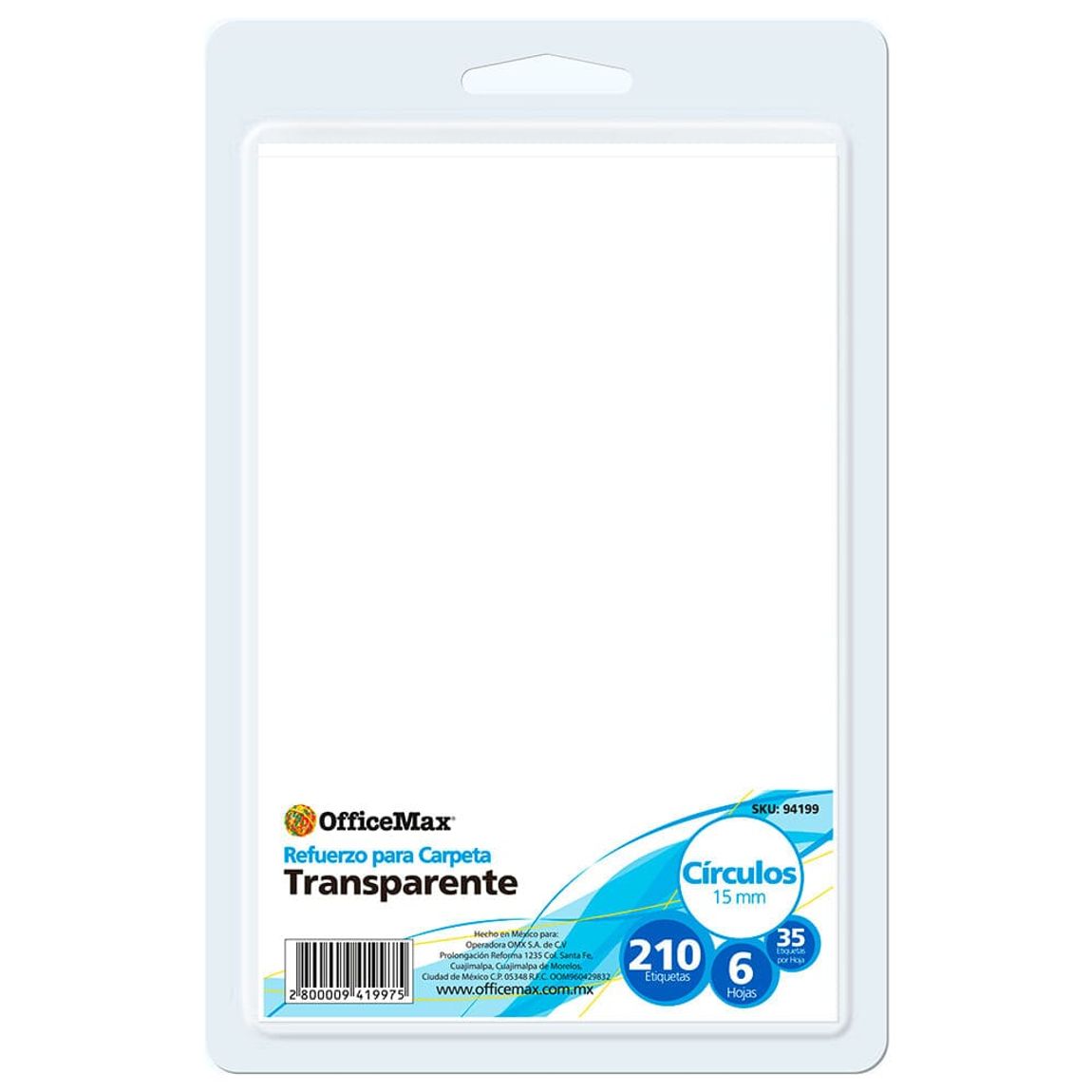 Refuerzo para carpeta transparente de 15, 210 pzas Officemax - OfficeMax