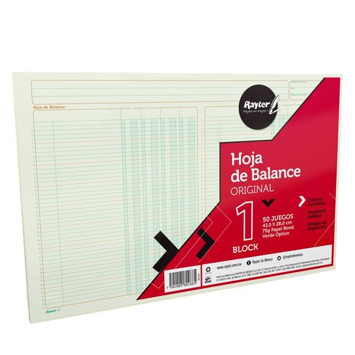 Block Hoja De Balance D/Carta 50 Hjs - OfficeMax