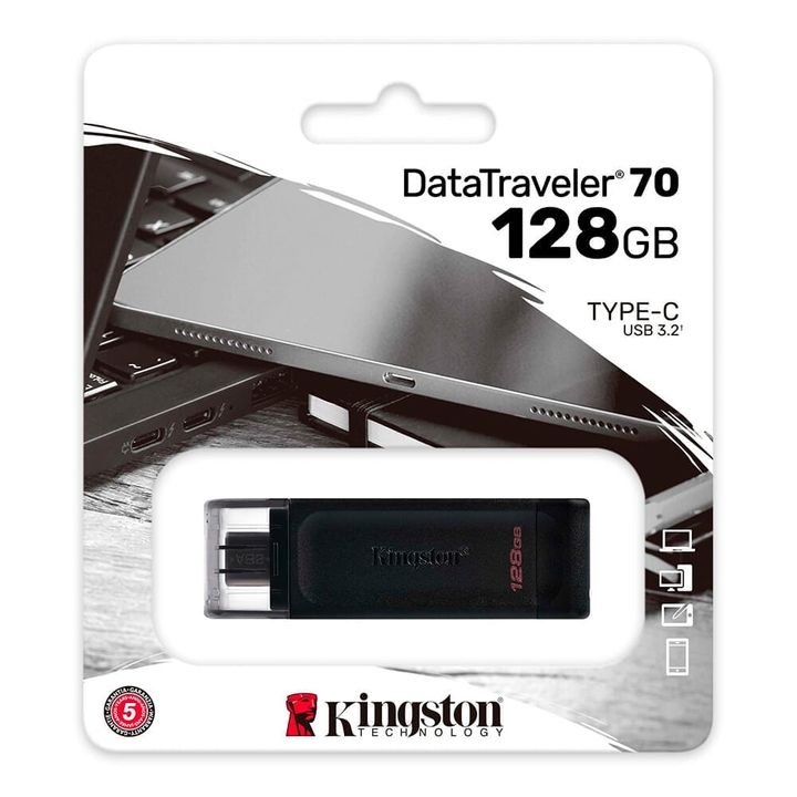Memoria USB-C Kingston DataTraveler 70 128GB  Negro | Memorias USB -  OfficeMax