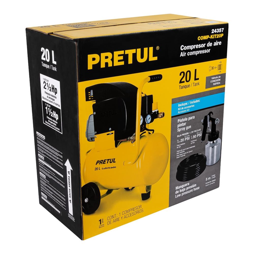 Compresor Mecafer 24 L Bleu Line - 8 Bar, 2 CV, 1100 W, Lubricado, Con Ruedas, Para Inflar, Pintar Y Trabajos De Bricolaje
