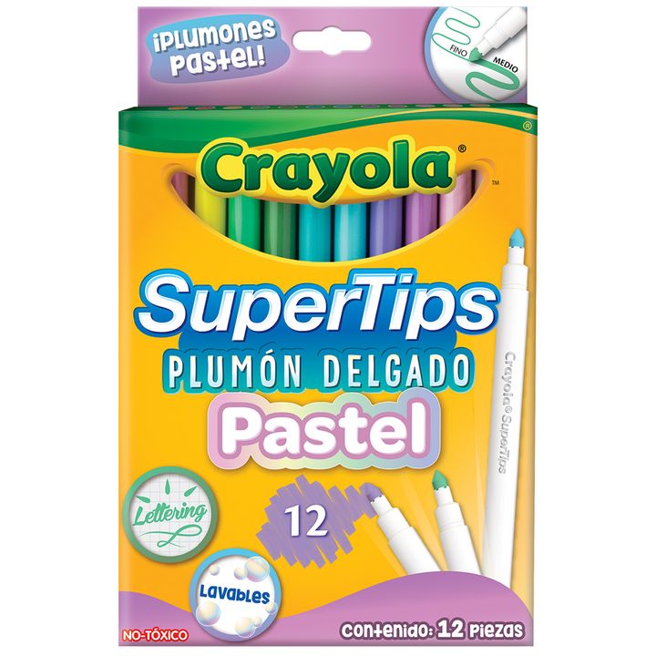 aumento competencia fútbol americano Plumones Crayola Super Tips Pastel 12 pzas | Plumones Y Marcadores -  OfficeMax
