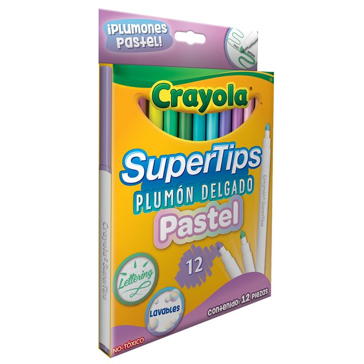 Plumones Crayola Super Tips Pastel 12 pzas | Plumones Y Marcadores -  OfficeMax