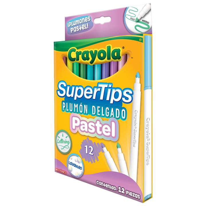Plumones Crayola Super Tips Pastel 12 pzas | Plumones Y Marcadores -  OfficeMax