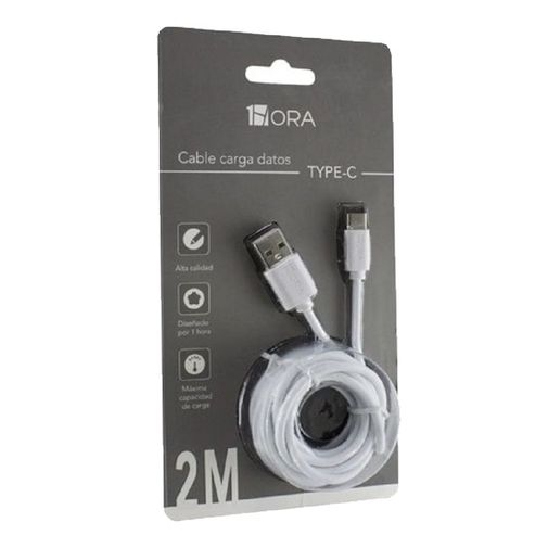 Cable USBC 1Hora 2.1A Blanco 2 metros Cables OfficeMax Kiosko