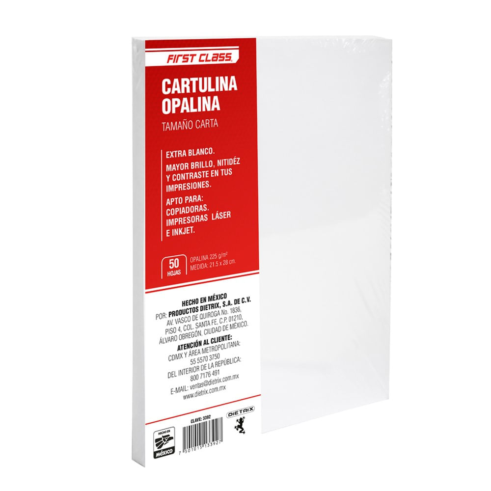 Papel Opalina Blanco Tamaño Carta First Class 50 Hojas 225 Gramos Hojas De Papel Officemax 3393