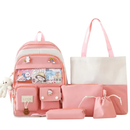 mochila-y-accesorios-aoku-luck-rosa-5-pzs-5190546 mochila-y-accesorios-aoku-luck-rosa-5-pzs-5190546