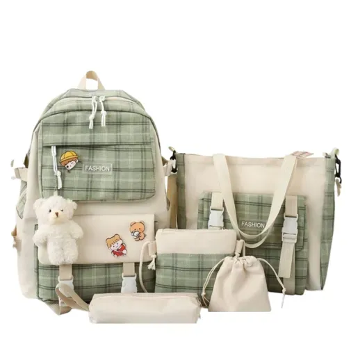 mochilas-cuadros-aoku-verde-5-pzs-5190423 mochilas-cuadros-aoku-verde-5-pzs-5190423