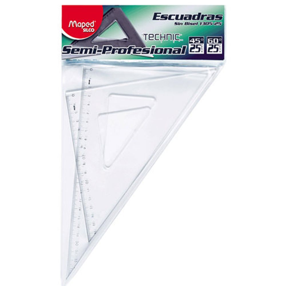 Escuadras Con Bisel Y Sin Bisel JUEGO DE ESCUADRAS SEMIPROF,GRADUCION, SIN BISEL, 30CM - OfficeMax
