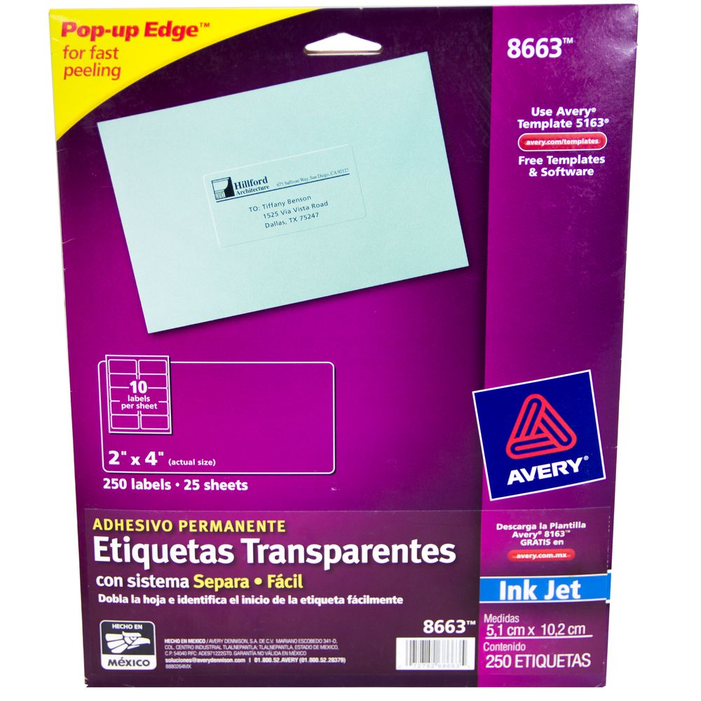 ETIQUETA INKJET TRANSPARENTE 2X4" 250P OfficeMax