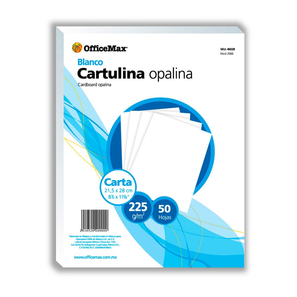 Opalina Officemax Carta Blanca 50 Hojas 225 Gr OfficeMax