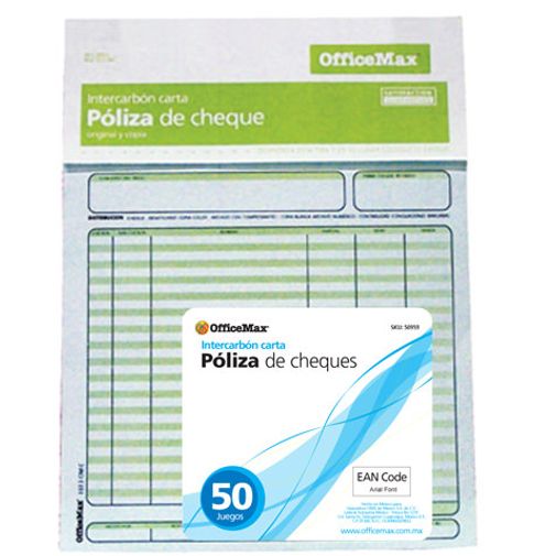 POLIZA CHEQUE INTERCARBON TAMANO CARTA 50JUEGO OMX - OfficeMax