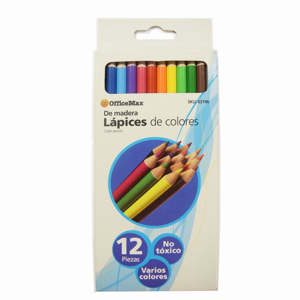 Caja Con 12 Lapices De Madera De Varios Colores OMX - OfficeMax colores de caja de lapices