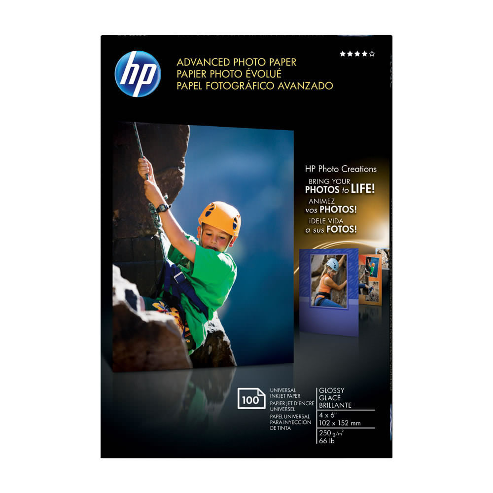PAPEL FOTO HP ADVANCED PHOTOPAPERGLOSSY 4X6 100 H 250g ...