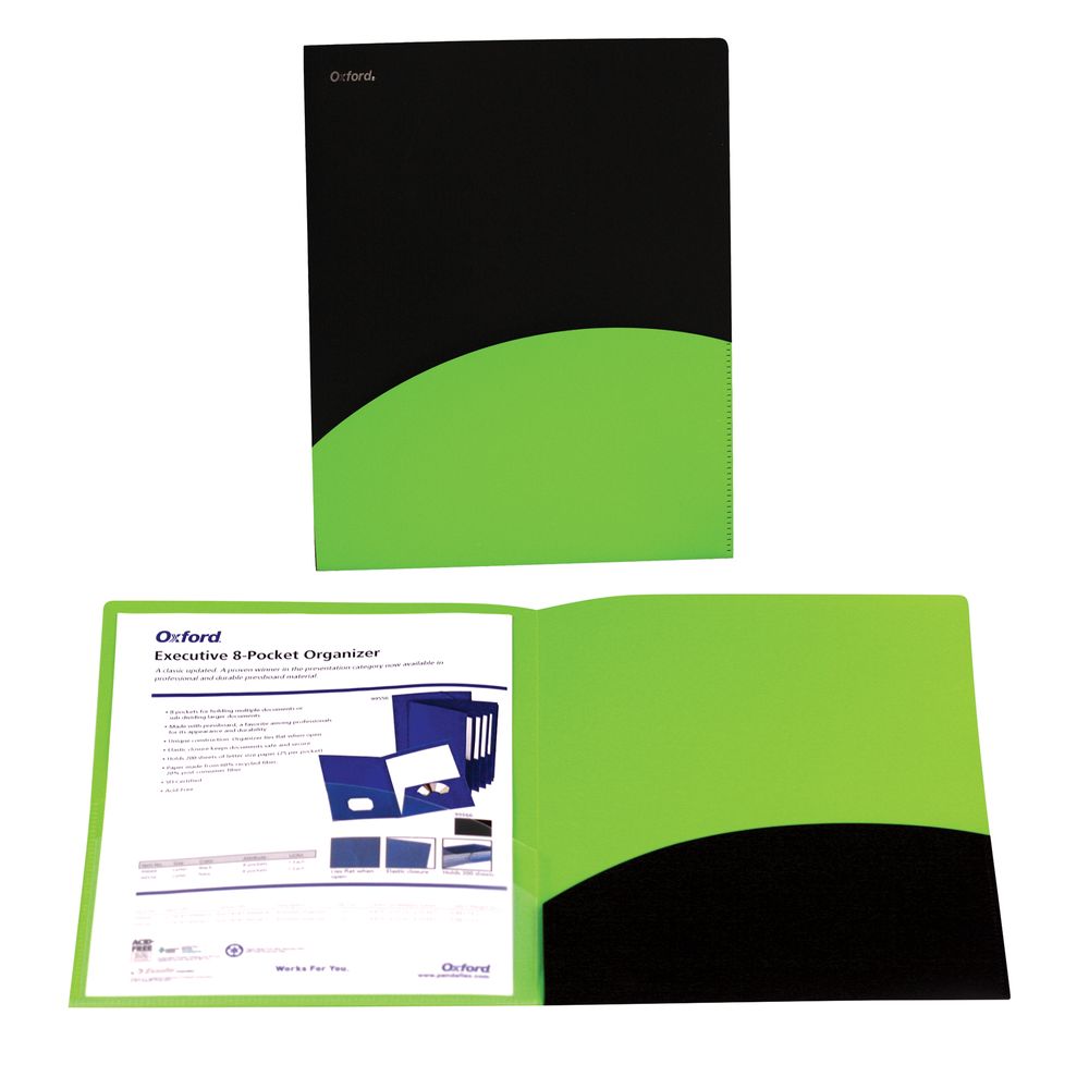 FOLDER DOBLE SOLAPA NEGRO CON VERDE CARTA - OfficeMax