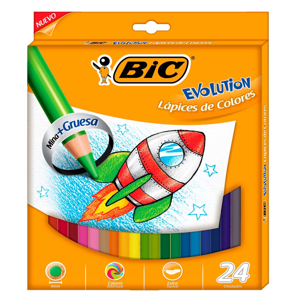 Colores Bic Evolution Grueso 24 pzas - OfficeMax colores bic evolution 24
