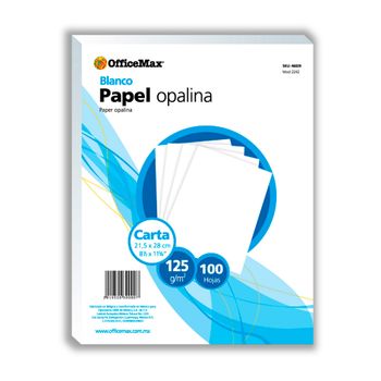 Opalina Officemax Carta Blanca 100 Hojas 225 Gr Papel Fino Officemax Officemax
