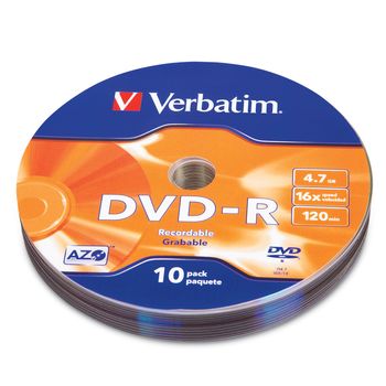 DVD-R Verbatim 16X 4.7GB 120Min 16X 10Pk | Almacenamiento digital ...