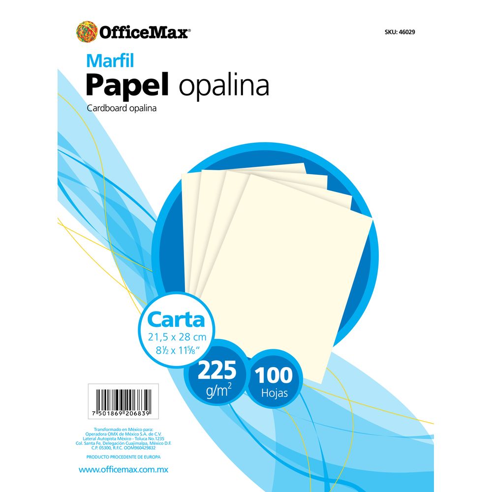 Opalina Officemax Carta Marfil 100 Hojas 225 Gr Papel Fino OfficeMax Kiosko