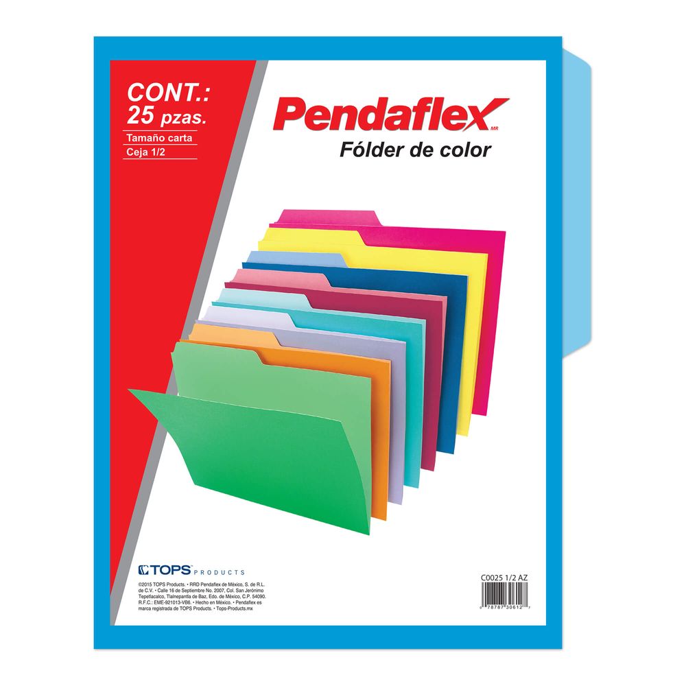 FOLDER AZUL INTENSO CARTA PENDAFLEX 25PZ DOBLE TONALIDAD Folders