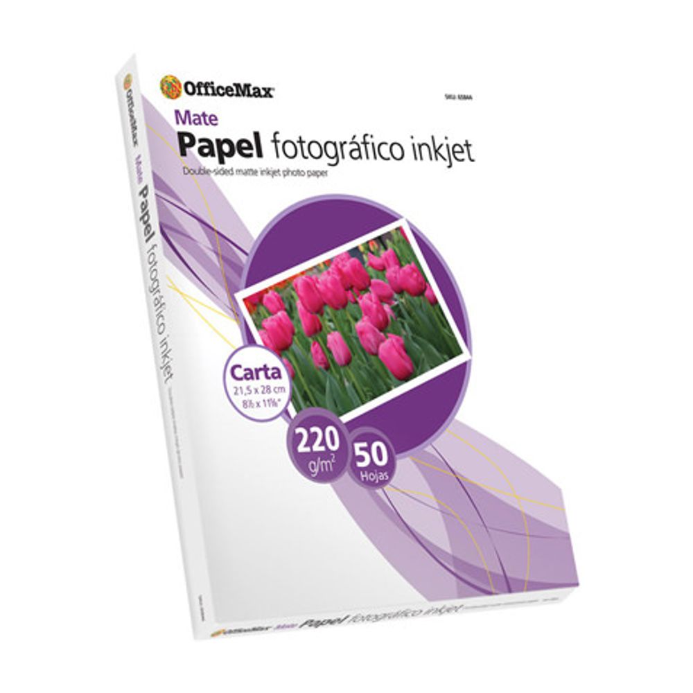 Papel Officemax Fotográfico Carta Mate 50 Hojas 220 Gr Papel
