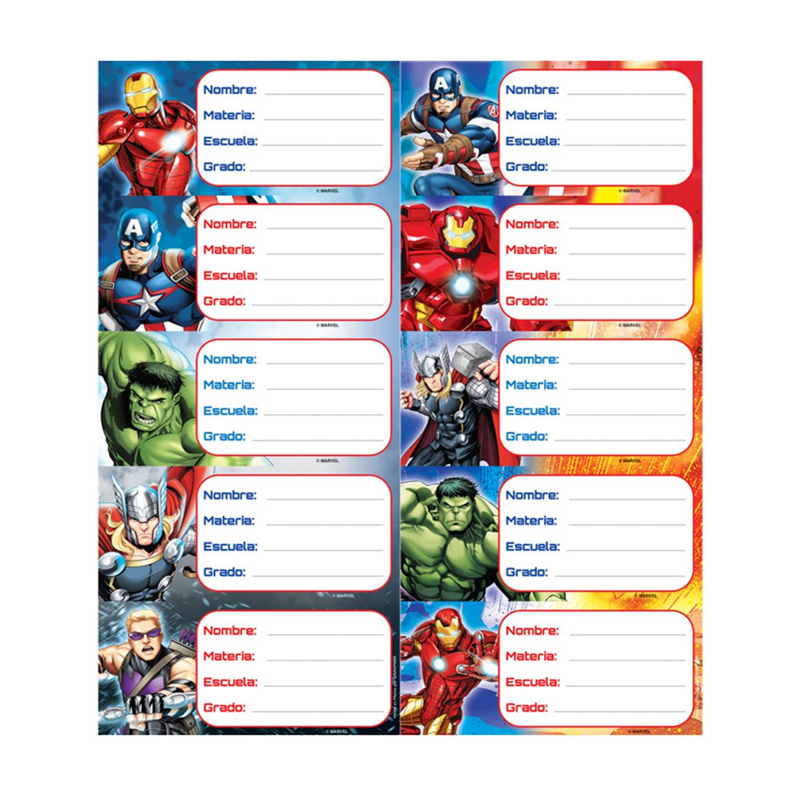 Etiquetas Escolares Avengers 20pz|Útiles Escolares|OfficeMax - OfficeMax