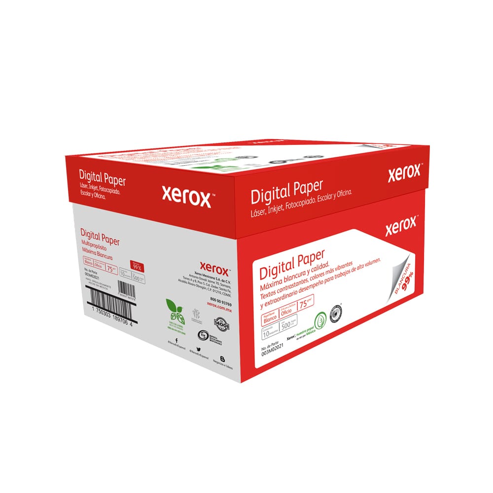 Caja de Papel Tamaño Oficio Xerox Multipropósito 99 Blancura 5000