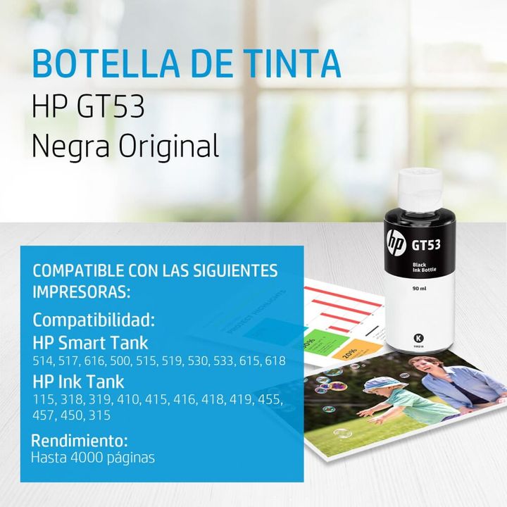 Tinta para Impresora HP GT53 Tinta Negra | Botellas deTinta - OfficeMax