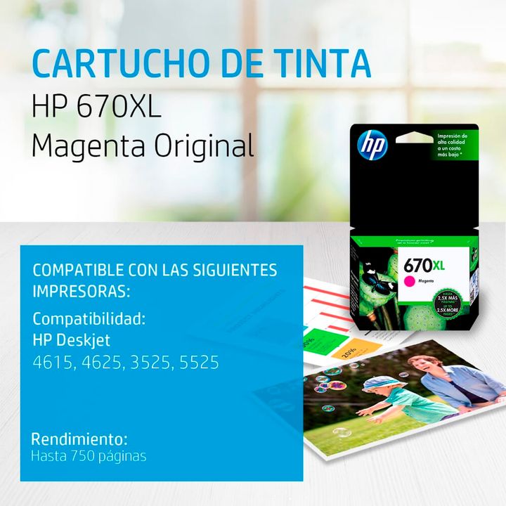 Cartucho HP 670XL Magenta | Cartuchos deTinta - OfficeMax
